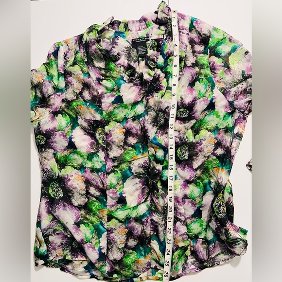 Doncaster 100% Silk Lines Floral Blouse size XL 18 - Picture 4 of 6
